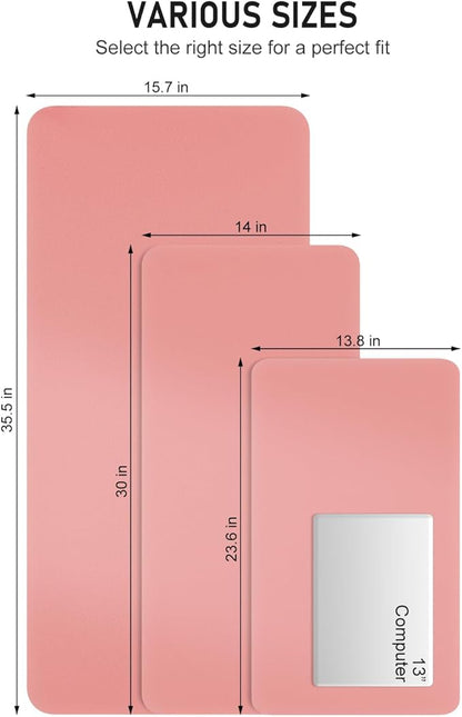 Desk Pad, 23.6" x 13.8" PU Leather Non-Slip Desk Mat Large Mouse Pad for Desktop, Waterproof Laptop Computer Writing Mat for Office, Home, Work, Gaming, Flower Pink