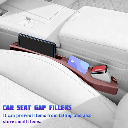Car Seat Gap Filler, 2PCS No Drop Vehicle Seat Gap Plug with Storage Slots Between Seat and Console, Automotive Interior Seam Filler Organizer, Universal for SUV RV Truck (Red)