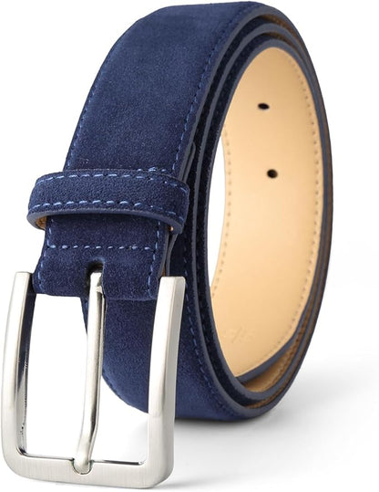 Men's Belt Casual Genuine Leather Suede Belts for Men 1 3/8" Wide Elegant Golf Dress Belt