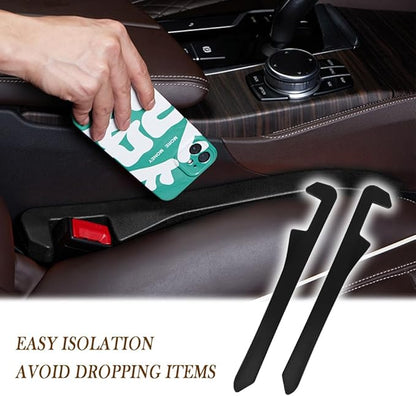 2PCS Car Seat Gap Filler - Elastic Car Seat Gap Filler Organizer Universal for Car Truck Suv Between Seat and Console - Prevent Items from Droping - Add Style to Your Car Accessories (Black/2pcs)