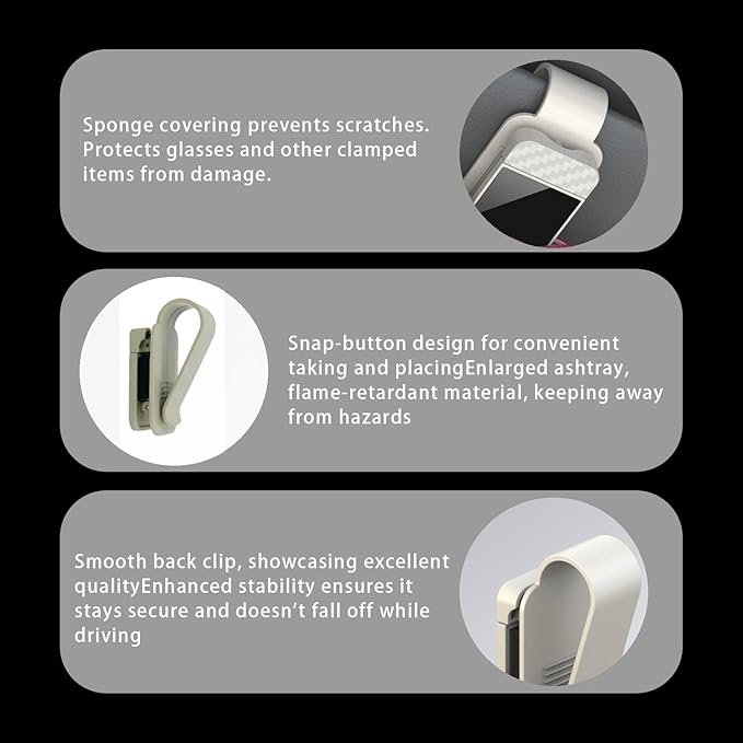 Car Visor Organizer, ABS Sunglasses Holder Clip with Document & Card Pockets, Multi-Pocket Sun Visor Storage for Truck SUV Van (White)