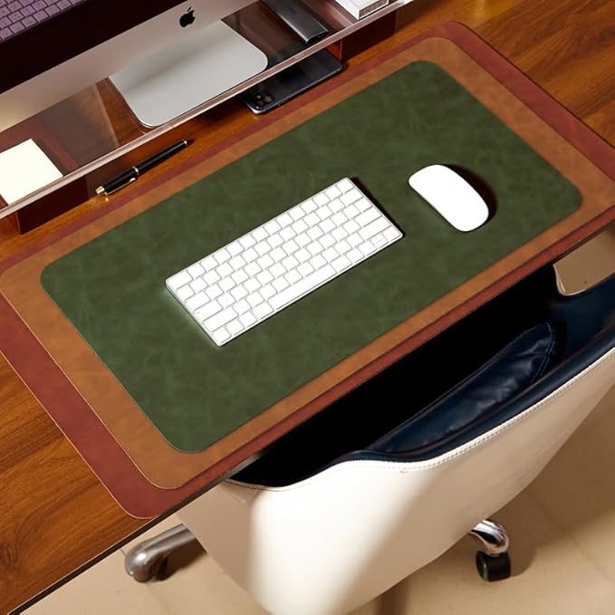 Distressed Leather Desk Mat - Non-Slip PU Desk Pad for Office and Home - Desk Organization and Accessories - Ideal for Large Mouse Pad and Desk Mats on Top of Desks(Mahogany,27.6"x 13.8")