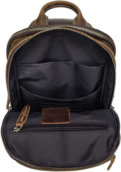 LANNSYNE Vintage Full Grain Leather Sling Bag Crossbody Chest Daypack | Vintage, Full Grain, Leather, Chest