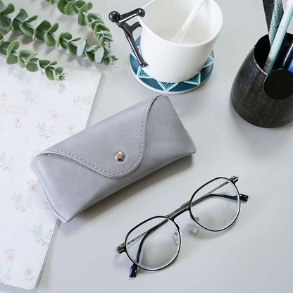 LogHog Portable Leather Glasses Case,Flexible Sunglasses Pouch Slim Case for Women Men Horizontal Eyeglass Case