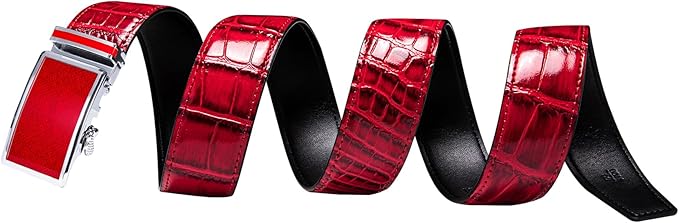 Dubulle Designer Ratchet Belt for Men Leather Fashion Adjustable Automatic Buckle Sliding Removable Dress Casual