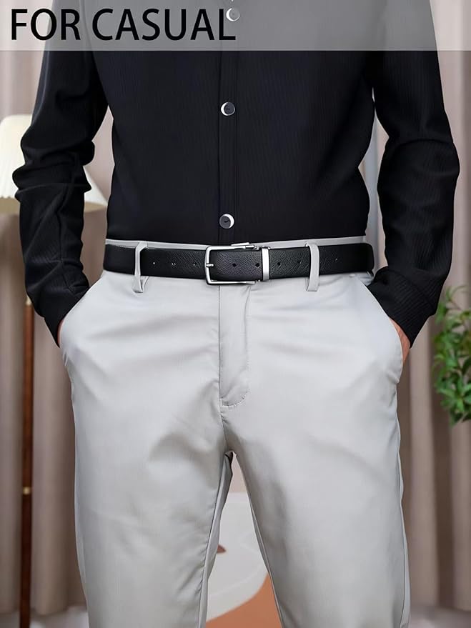 Men's Genuine Leather Dress Belt, 1.38" Wide, Premium Cowhide Business Casual Belt, Classic Design for Work and Formal Wear