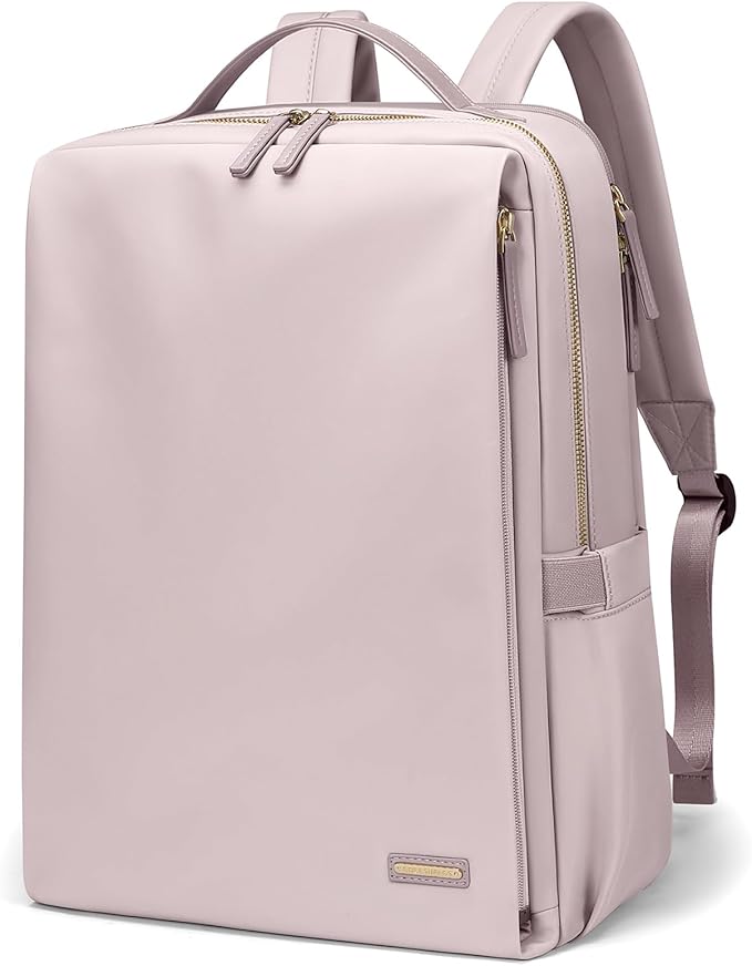 GOLF SUPAGS Stylish Laptop Backpack for Women Airline Approved Perfect for Work College and Travel Multi-Functional Casual Daypack Fits 14 Inch Notebook (Pinkish Grey)