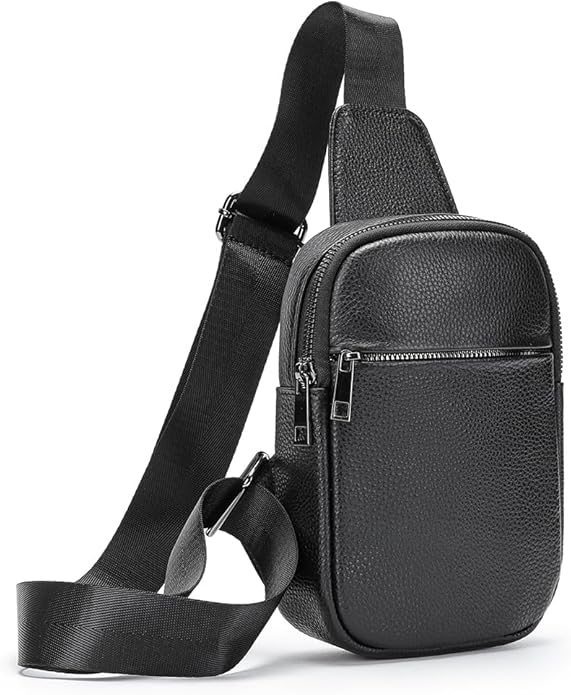 Genuine Leather Sling Bags for Men Crossbody Purse Vintage Small Messenger Shoulder Bag for Phone Side Chest Daypack Bag