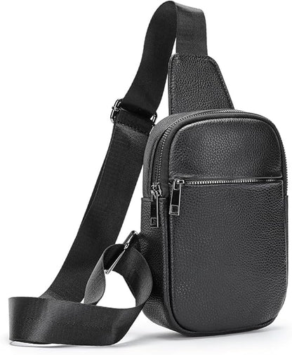 Genuine Leather Sling Bags for Men Crossbody Purse Vintage Small Messenger Shoulder Bag for Phone Side Chest Daypack Bag