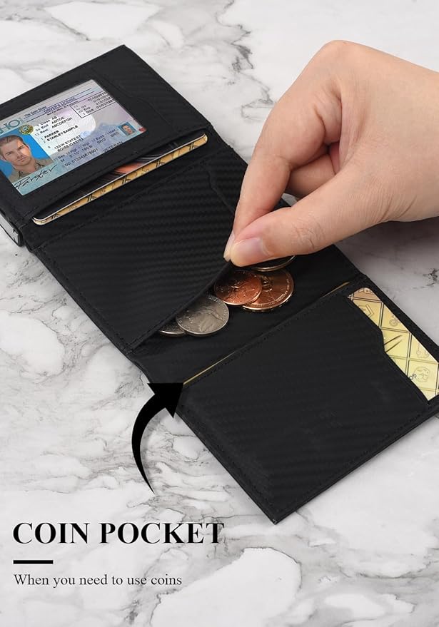 Wallet for Men,Trifold Wallets for Men Holds 12 Cards,20 Bills,ID Window | Ridge wallets for men,Minimalist Pop Up Wallet for Men-RFID Blocking Mens Trifold Wallet(Men's Gifts)