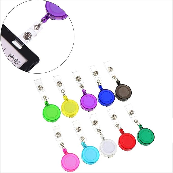 20Pcs PU Leather Business ID Credit Card Badge Holder with Retractable Badge Holder Reel Clip (Vertical Version, Mixed Colors)