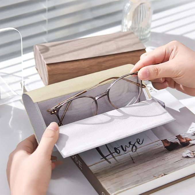 Philley Dual Glasses Case 2-in-1 PU Leather Hard Shell Double Eyeglasses case for Women & Men