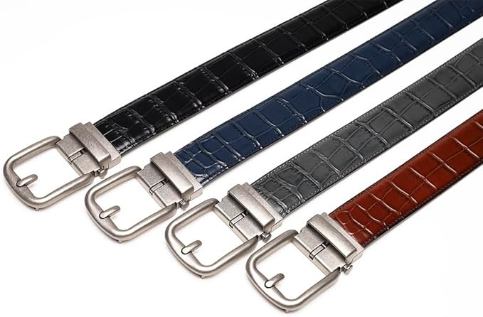 Fabio Valenti Men's Genuine Leather Ratchet Dress Belt with Automatic Buckle, Adjustiable Sizes, Handmade, All leather Strap