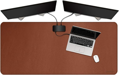ZORESYN Mouse Pads (47.2" x 23.6") - PU Leather Extended Large Gaming Mousepad Desk Mat - Nonslip Base and Waterproof Desktop Keyboard Extended Mouse Mat (Light Brown, 3X-Large)