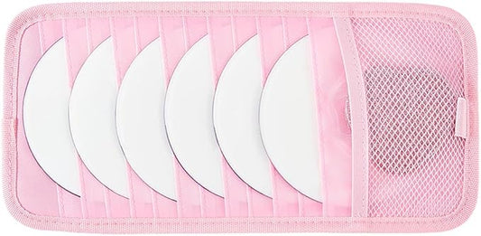 CREATCABIN Pink Car CD Case Holder DVD Vehicle Visor Storage Organizer with 12 DVD Storage Sleeves 1 Mesh Pocket 1 Pen Holder and Elastic Strap Multi-Function Sun Visor Organizer for Cars 12.6x6Inch