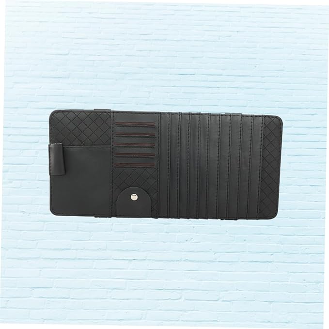 Multi-Functional Sun Visor Leather Organizer Bag Slot for Car CD Pen Card Storage Holder Black Convenient Vehicle Visor Storage Pouch for Cars and Suvs