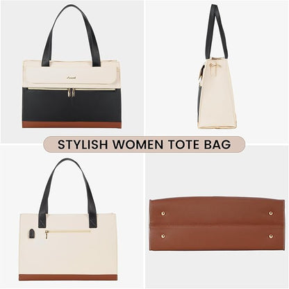 LOVEVOOK Laptop Bag for Women 17.3 Inch Laptop Tote Work Bags Professional Leather Computer Briefcase Waterproof Handbag Shoulder Large Capacity Business Teacher Office Crossbody Purse