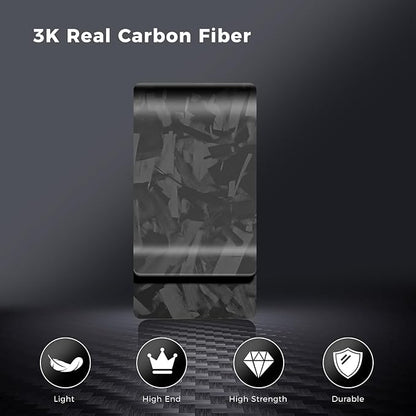 LittleBlack Real Carbon Fiber Money Clip,1.5in Wide Ultra Thin&Slim Minimalist Cash&Credit Card Holder Up To 50 Bills,Mens Business Front Pocket Wallet-Forged Matte Black