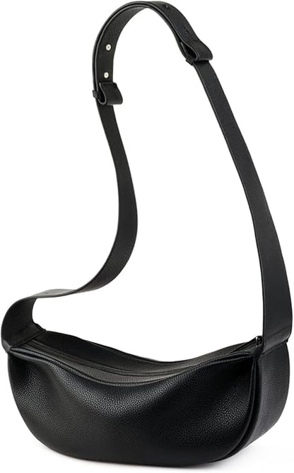 DONNAIN Genuine Leather Sling Bags Crossbody Women, Minimalist Style Casual Chest Bags with Wide Strap