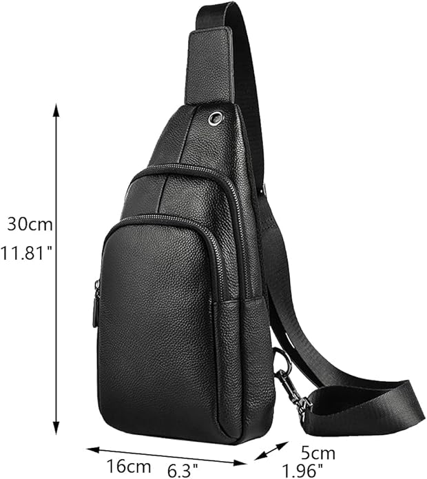 Hebetag Leather Sling Bag Crossbody Backpack for Men Women Travel Outdoor Camping