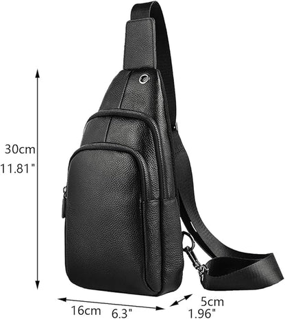 Hebetag Leather Sling Bag Crossbody Backpack for Men Women Travel Outdoor Camping