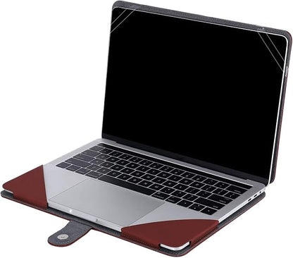 MOSISO Case Compatible with MacBook Air 13.6 inch M4 M3 M2 2025-2022 /Air 13 M1 2022-2018 /Pro 13 inch M2 M1 2025-2016, PU Leather Portfolio Protective Stand Cover, Claret Red