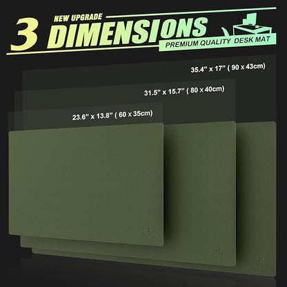 K KNODEL Small Office Leather Desk Mat, Mouse and Keyboard Pad, Computer and Laptop Mat, Desktop Protector and Cover, Writing Pad and Blotter (23.6"x13.8", Dark Green)