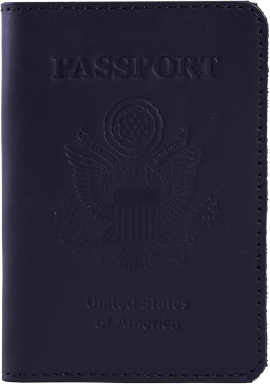 INCARNE US Leather Passport Holder for Travel - Passport Case - Passport Wallet for Men - Passport Cover for Women Sleeve Protector - Travel Essentials Vacation Luggage Travel Gifts - Vintage Black
