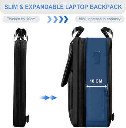 ZINZ Slim & Expandable Laptop Backpack 15.6 16 17 inch Travel Business Backpack Water-Resistant Daypack for Men and Women，Black