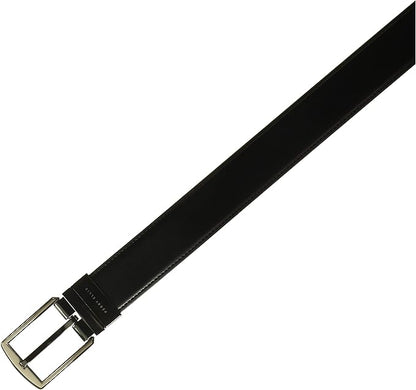 Perry Ellis Men's Portfolio Hi-lo Reversible Leather Dress Belt, Matte Finish, Stitched Edges Silver Prong Buckle, 1.5” Width