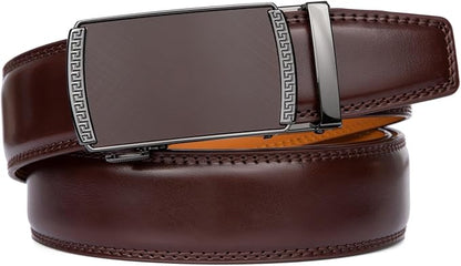 Founders & C Ratchet Belts for Men-Black/Brown Belt Leather 1 3/8" for Casual Dress-Micro Adjustable Belt