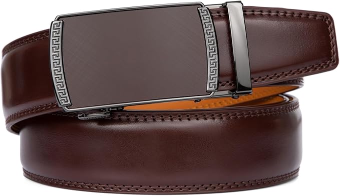 Founders & C Ratchet Belts for Men-Black/Brown Belt Leather 1 3/8" for Casual Dress-Micro Adjustable Belt