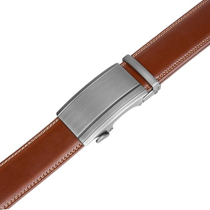 Founders & C Men's Ratchet Belt 1 3/8",Leather Dress Belt Adjustable with Click Sliding Buckle Trim to Exact Fit