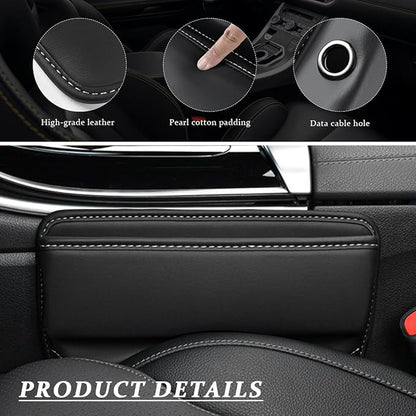 Kewucn Car Seat Gap Organizer, Adjustable Leather Front Seat Gap Filler Storage Box, Multifunctional Auto Console Side Pocket Organizer for Phone Glasses Key Card, Car Accessories (Black)