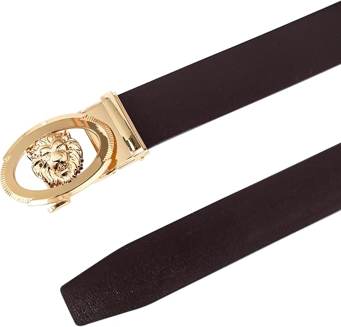 Aurolran Men&Womens Leather Dress Belt Business Automatic Buckle Belt Color-Black Silver Gold
