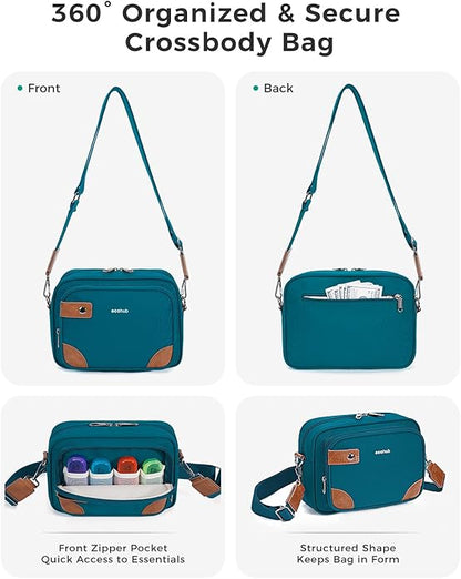 ECOHUB Crossbody Bag for Women Men, Multi Pocket Anti-Theft Travel Purse with RFID Blocking, Oxford PU Shoulder Bag