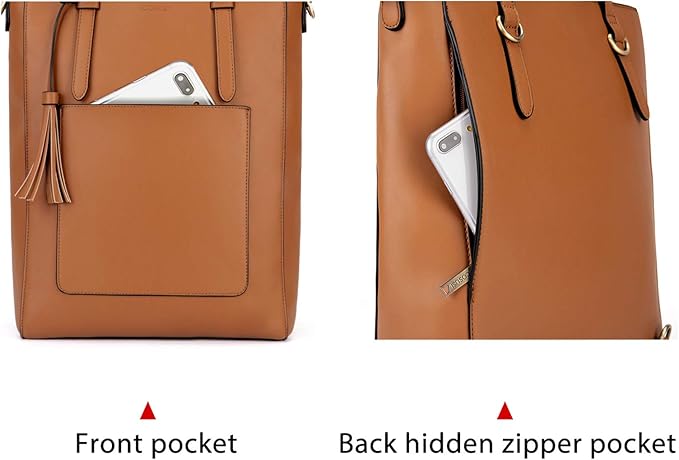 ECOSUSI Tote Bag Convertible Backpack for Women Vegan Leather Handbag Multifuction Shoulder Bag