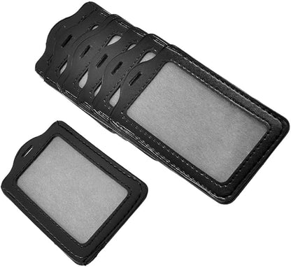 uxcell Faux Leather Office Vertical Name Tag ID Badge Card Holders 10 Pcs Black
