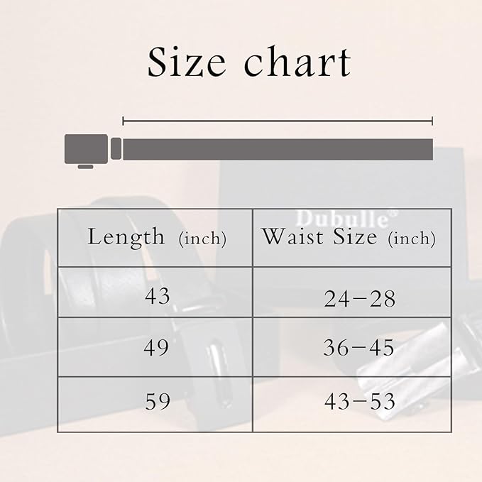 Dubulle Designer Ratchet Belt for Men Leather Fashion Adjustable Automatic Buckle Sliding Removable Dress Casual