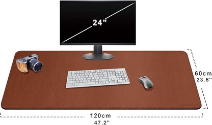 ZORESYN Mouse Pads (47.2" x 23.6") - PU Leather Extended Large Gaming Mousepad Desk Mat - Nonslip Base and Waterproof Desktop Keyboard Extended Mouse Mat (Light Brown, 3X-Large)