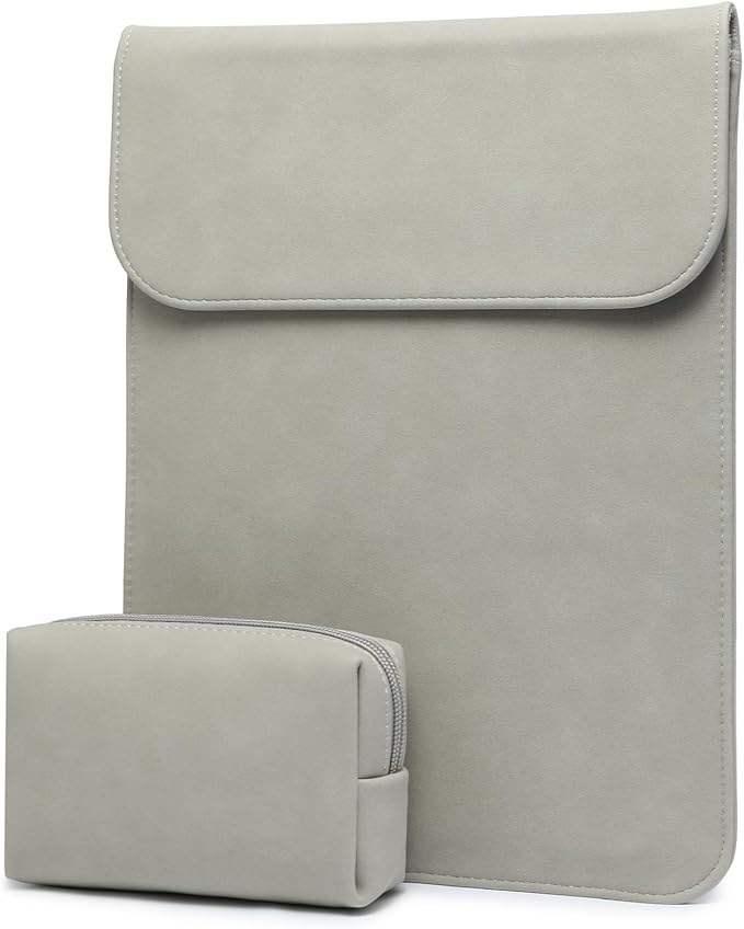 HYZUO 13.3-14 Inch Laptop Sleeve Case for MacBook Pro 14 M5/M4/M3/M2/M1 Pro/Max A3426 A3427 2026-2021, 13.3" MacBook Air/Pro, 13.5-13.8 Surface Laptop, HP Envy 13, Faux Suede Leather, Light Gray