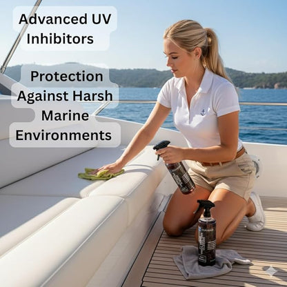 Marine Vinyl UV Protectant & Leather Conditioner – Long-Lasting UV Defense for Boat Seats, Vinyl, Plastic & Rubber – Repels Salt, Moisture & Sun Damage – Restores Shine & Flexibility – Made in USA