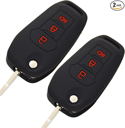 Silicone Key Fob Cover Remote Protector for Ford F150 F250 F350 F450 F550 Raptor Ranger Transit Fusion Bronco EcoSport Escape Explorer Expedition Lightning Maverick XLT (Flip Key)