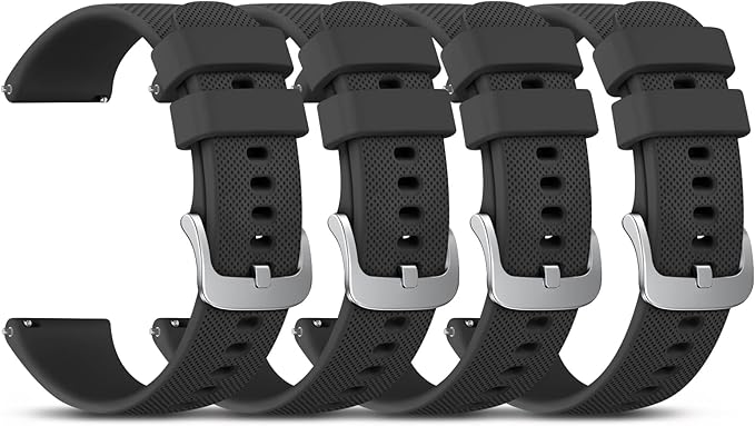 Vanjua 18mm Watch Bands Quick Release Replacement Wristband, 4 Pack Soft Silicone Waterproof Sport Straps Band for Men Women