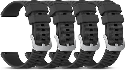 Vanjua 18mm Watch Bands Quick Release Replacement Wristband, 4 Pack Soft Silicone Waterproof Sport Straps Band for Men Women