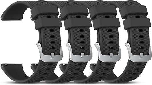 Vanjua 18mm Watch Bands Quick Release Replacement Wristband, 4 Pack Soft Silicone Waterproof Sport Straps Band for Men Women