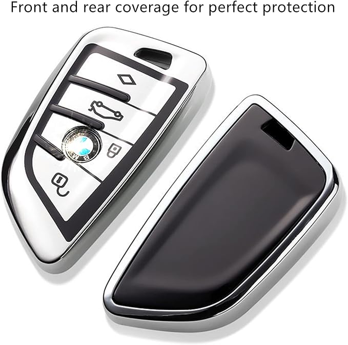 Creativity Suitable for BMW key fob Cover. Advanced soft TPU key box is compatible with F30 F45 F55 G20 G30 X1 X3 X4 X5 X6 X7 3 5 6 7 8 M5 M6 GT series smart key (Type B Pink Key Case + key chain set)