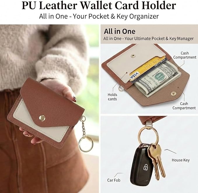 BIHRTC Silicone Key Ring Bracelets Wristlet Keychain Wallet with Net Chapstick Holder for Women
