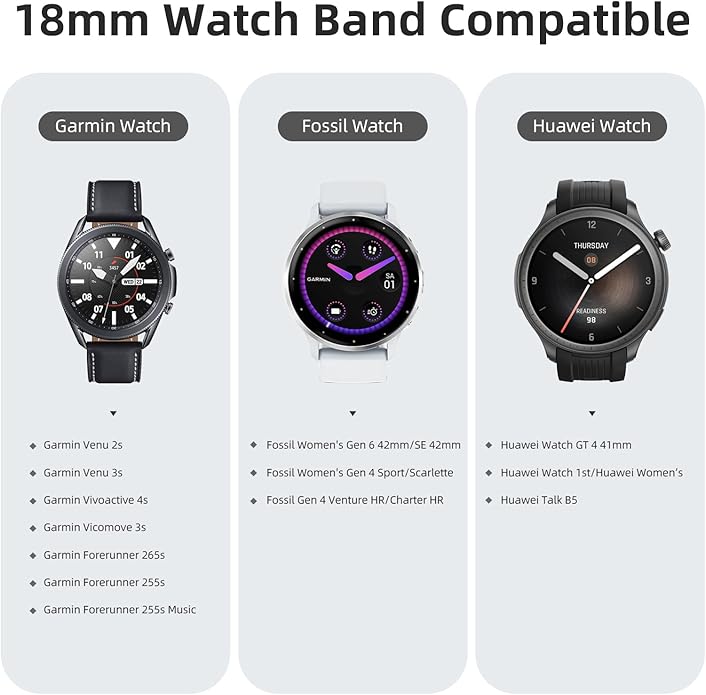 DaQin 22mm 20mm 18mm Quick Release Watch Band Compatible with Garmin Venu 3 2/Forerunner 255 265 955/Vivoactive 5 6 4 3, Nylon Watch Straps Adjustable Sport Replacement for Samsung Galaxy Watch 7 6 5 4/3 45mm/Galaxy Watch 46mm Men Women, 3 Packs