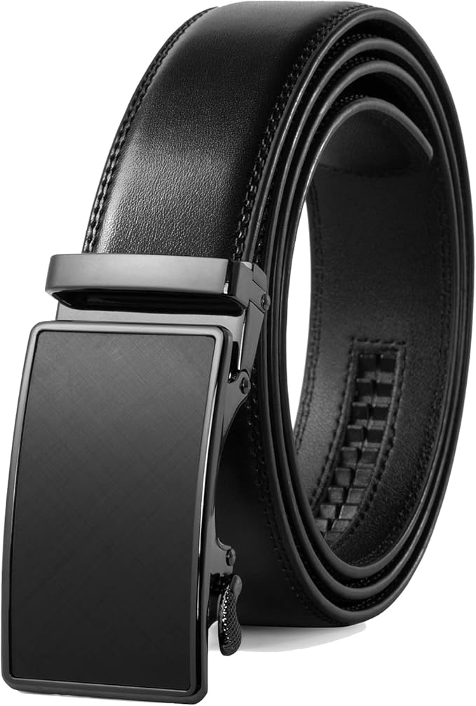 Founders & C Men's Ratchet Belt 1 3/8",Leather Dress Belt Adjustable with Click Sliding Buckle Trim to Exact Fit